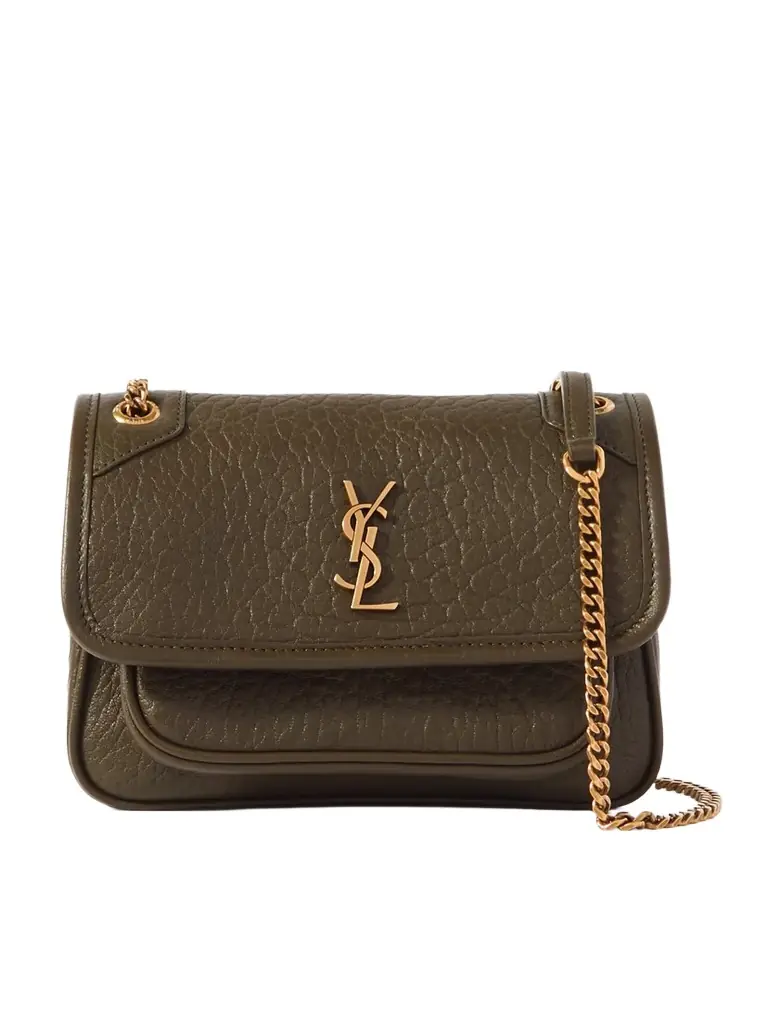 Saint Laurent Niki Mini Crinkled-leather Shoulder Bag