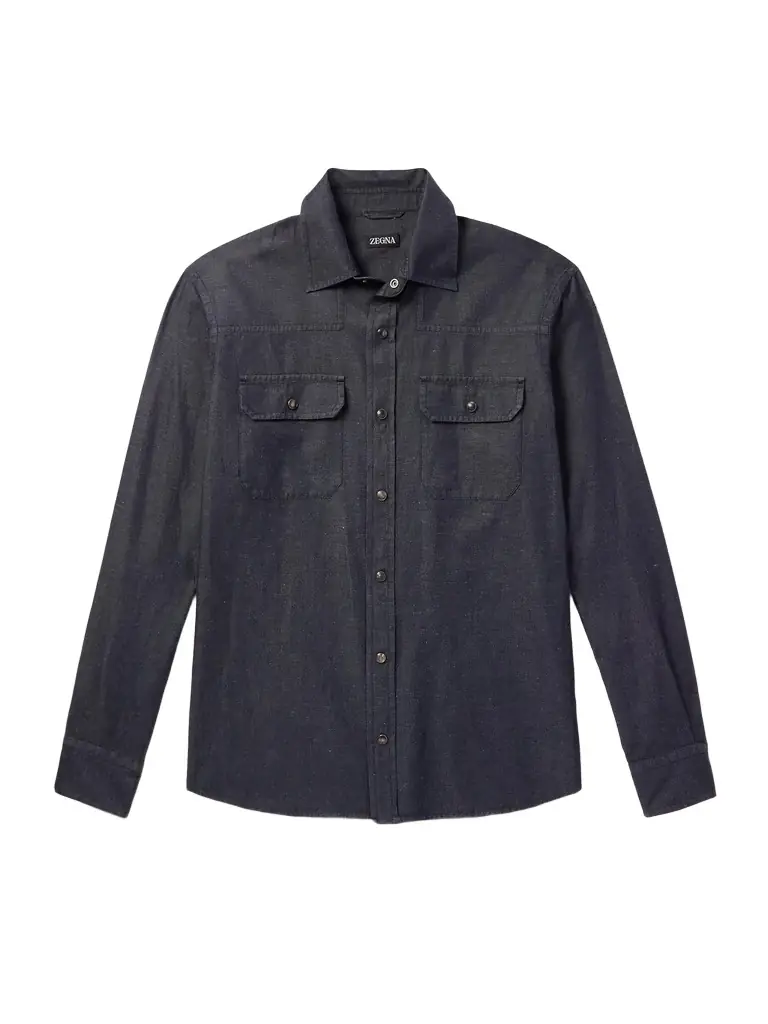Zegna Slim-Fit Cotton and Linen-Blend Twill Shirt - Men