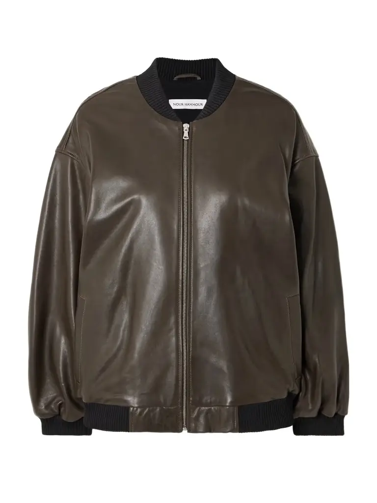 Nour Hammour Marly Leather Bomber Jacket