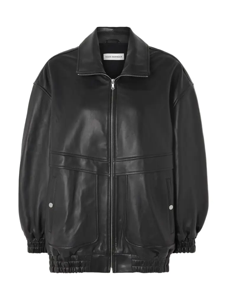 Nour Hammour Beck Oversized Leather Jacket