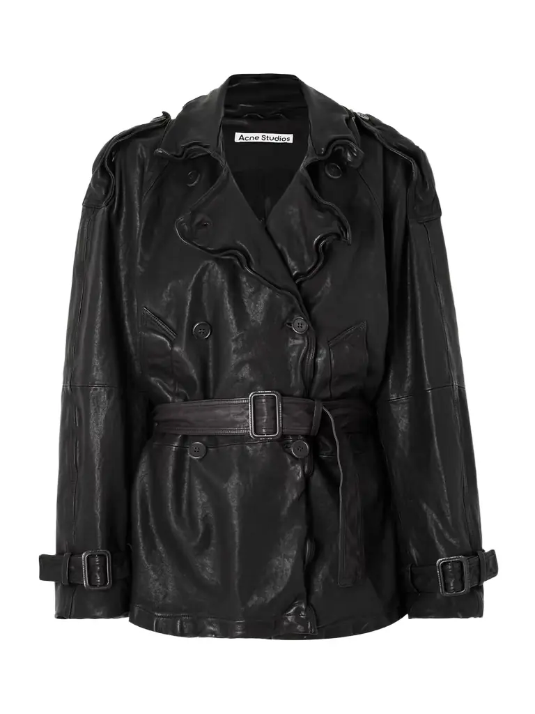 Acne Studios Double-breasted Belted Leather Jacket