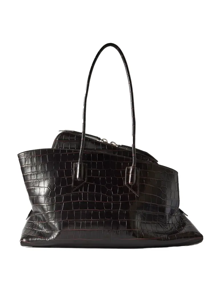 The Attico La Passeggiata Medium Asymmetric Croc-effect Leather Tote