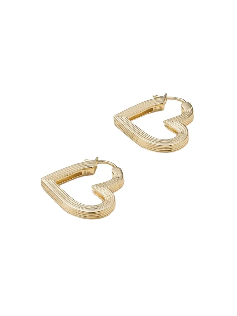 Sydney Evan Fluted Heart 14-karat Gold Hoop Earrings