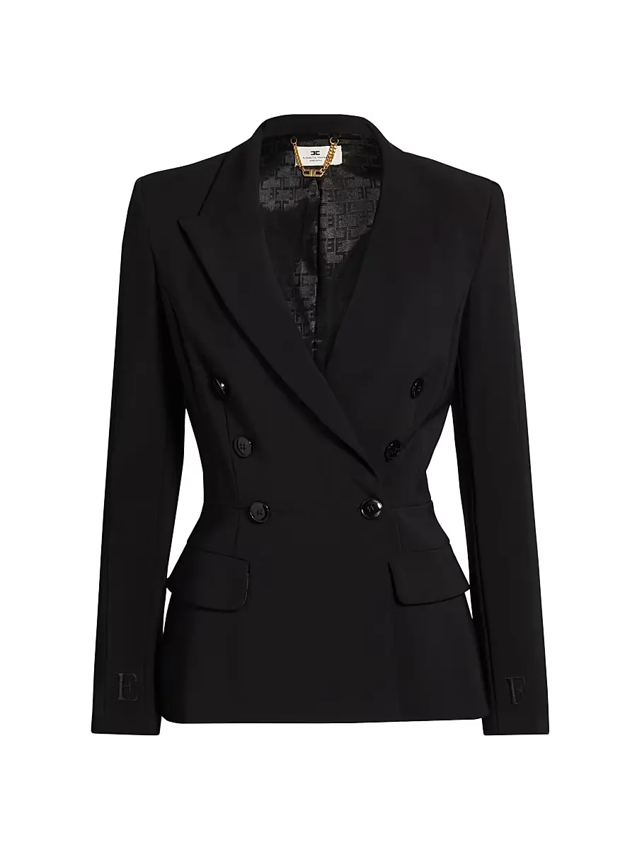Elisabetta Franchi Women's Slim-Fit Double-Breasted Jacket - Black
