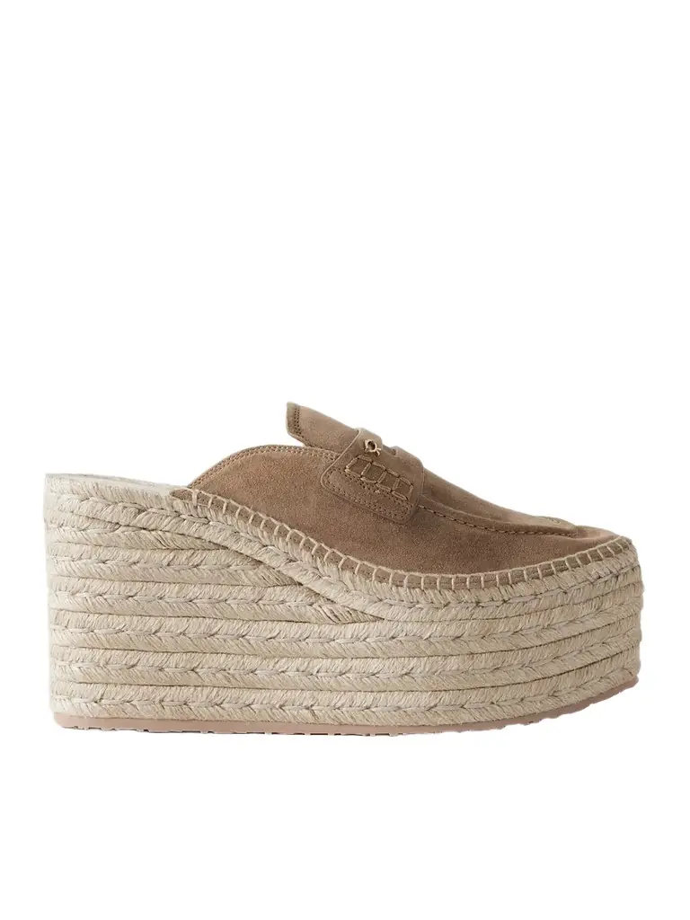 Gianvito Rossi Maxilla 105 Suede Espadrille Wedge Mules