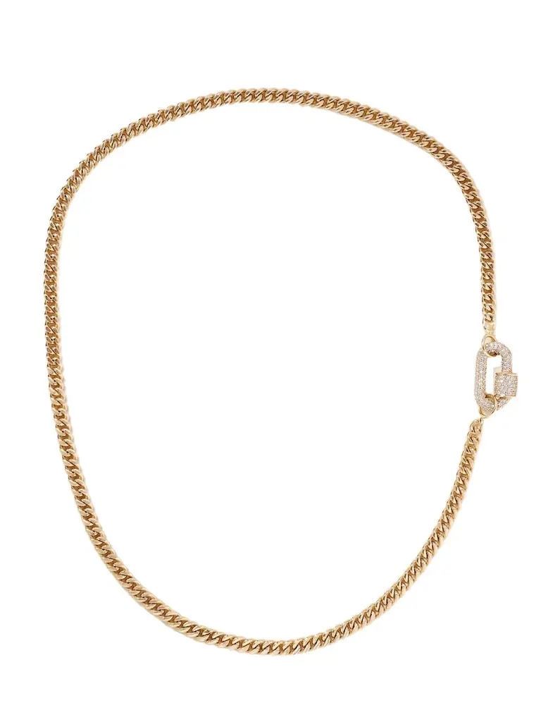 Marla Aaron Allstone Chubby Babylock + Heavy Curb 14-karat Gold Diamond Necklace