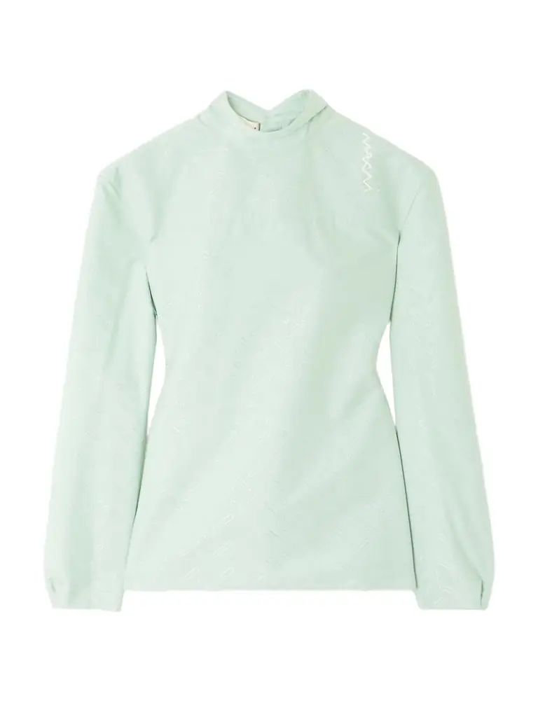 Marni Embroidered Cotton-blend Jacquard Blouse