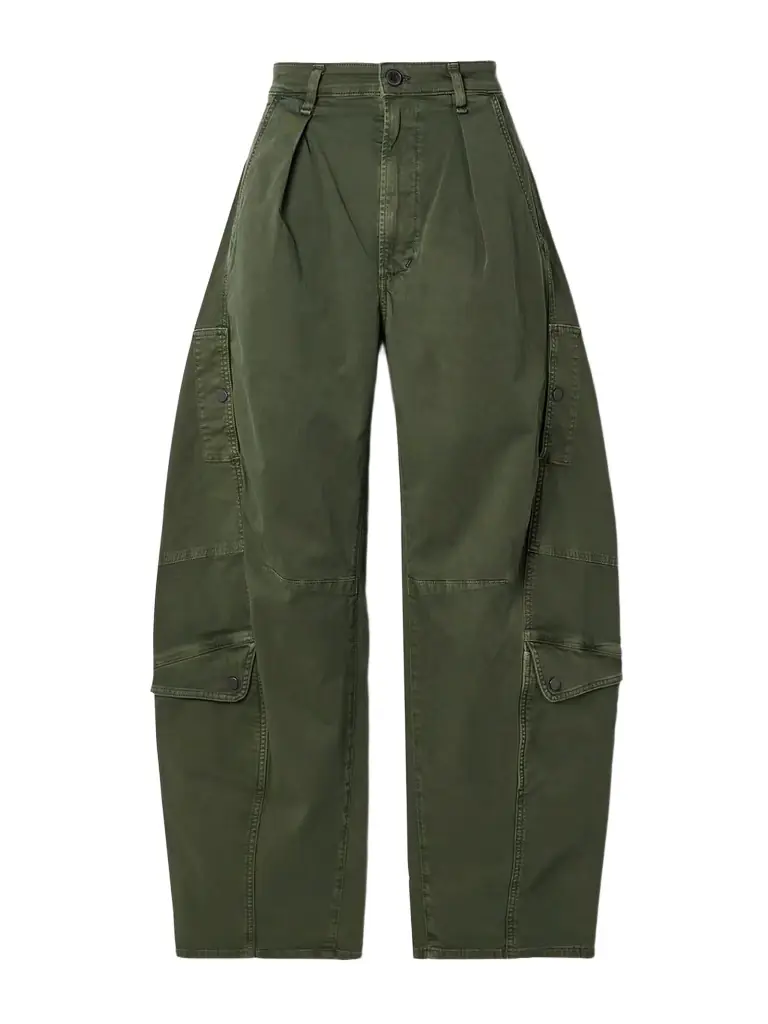 Citizens of Humanity Flight Pleated Organic Cotton-blend Twill Barrel-leg Pants