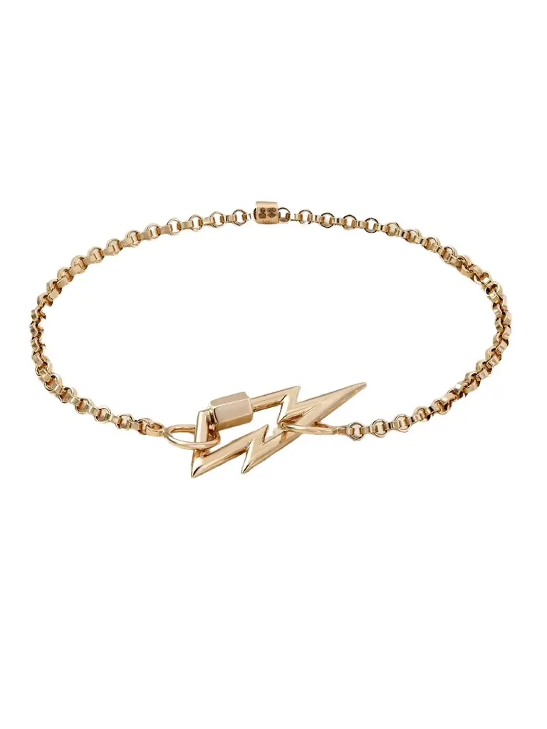 Marla Aaron Bolt Lock + Rolo Chain 14-karat Gold Bracelet