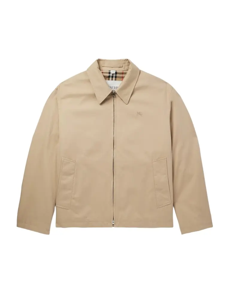 Burberry Logo-Embroidered Cotton-Gabardine Harrington Jacket - Men