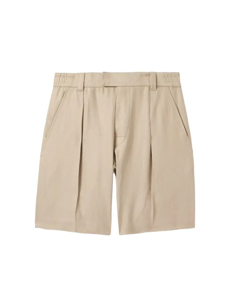 Reinga Wide-Leg Pleated Linen-Twill Bermuda Shorts - Men