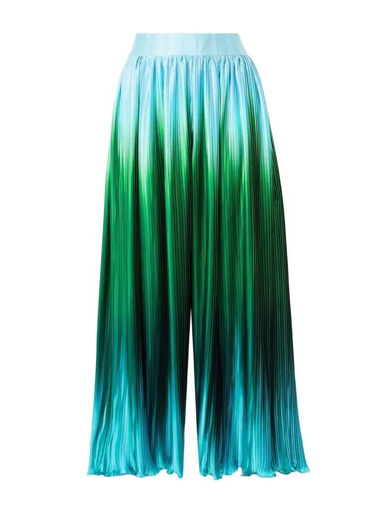 Dima Ayad Ombré Plissé-taffeta Wide-leg Pants