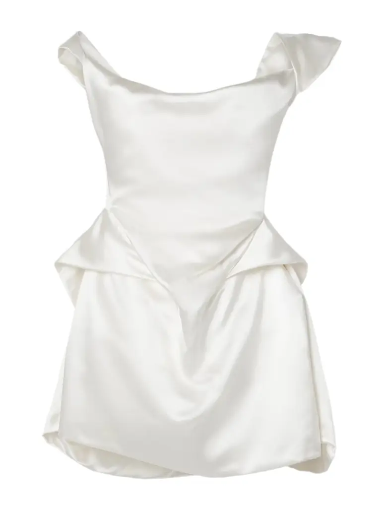 Vivienne Westwood Aurora Off-the-shoulder Draped Silk-satin Mini Dress