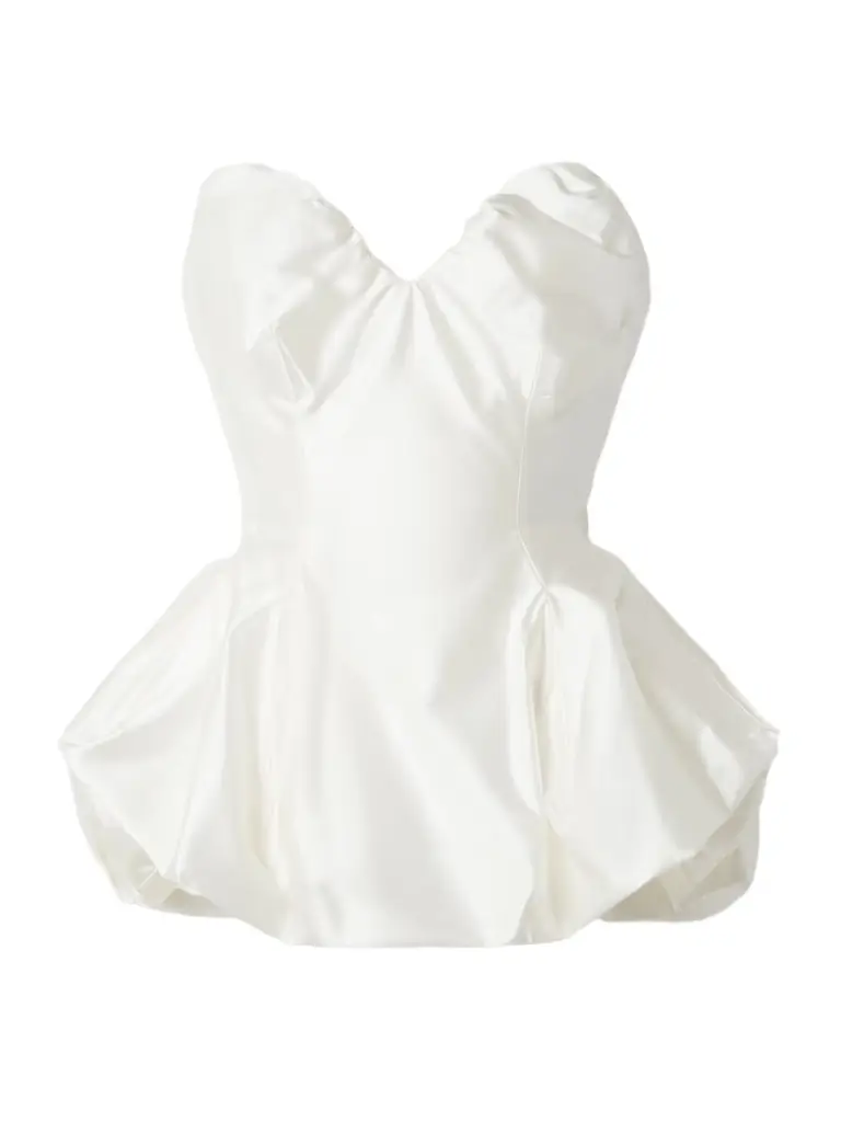 Vivienne Westwood Raven Strapless Gathered Satin Bustier Top