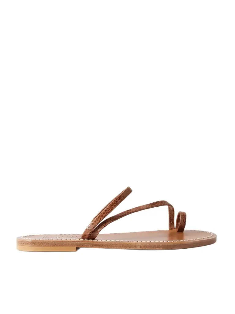 K Jacques St Tropez Actium Lizard-effect Leather Slides
