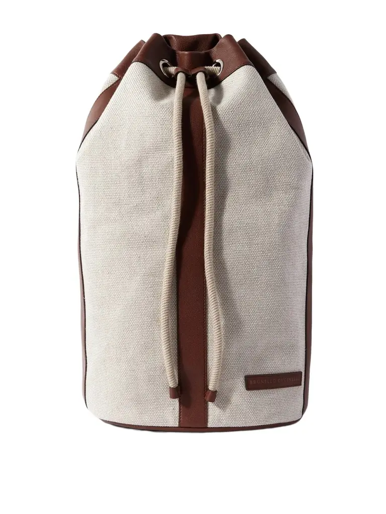 Brunello Cucinelli Leather-Trimmed Cotton and Linen-Blend Canvas Backpack - Men