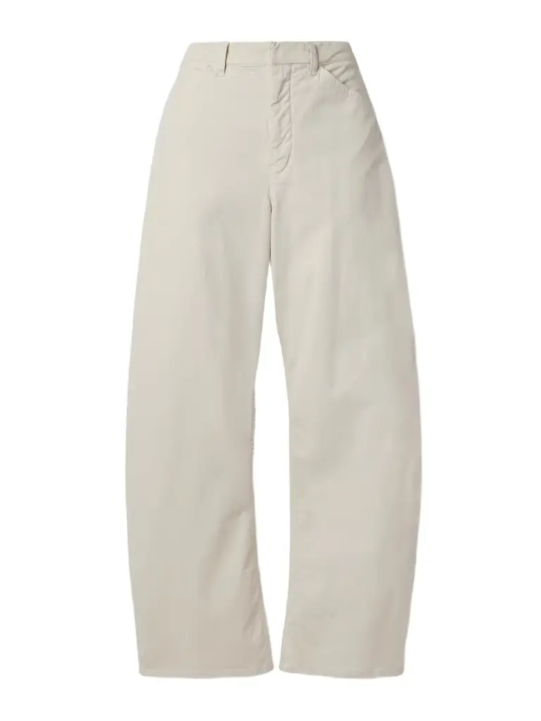 Nili Lotan Tribeca Brushed Cotton-blend Twill Barrel-leg Pants
