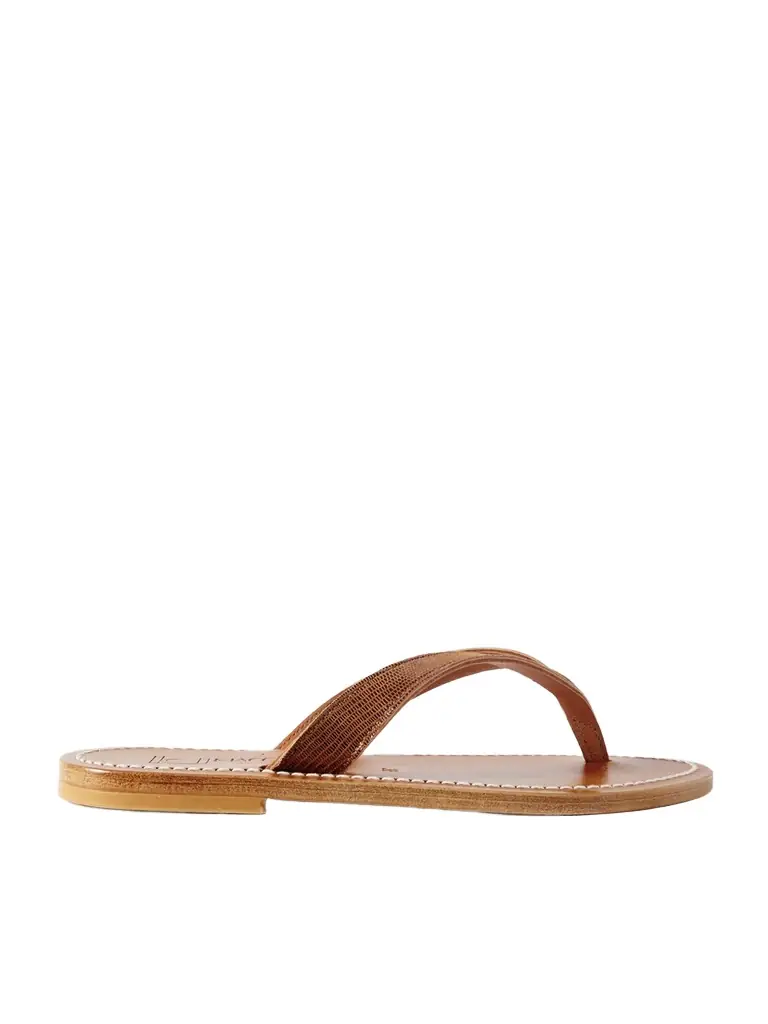 K Jacques St Tropez Torino Lizard-effect Leather Sandals