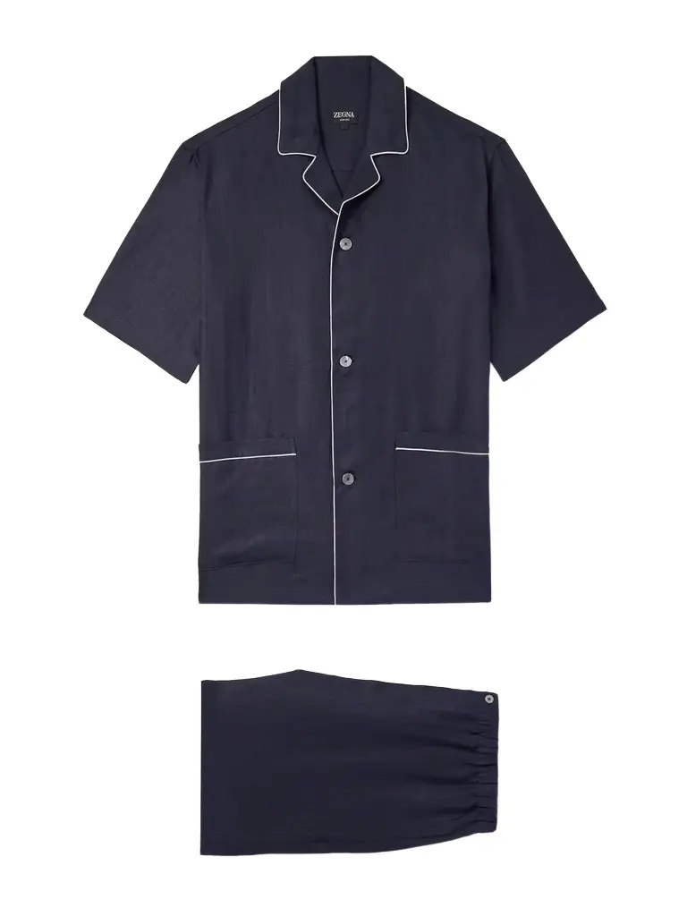 Zegna Camp-Collar Oasi Linen Pyjama Set - Men