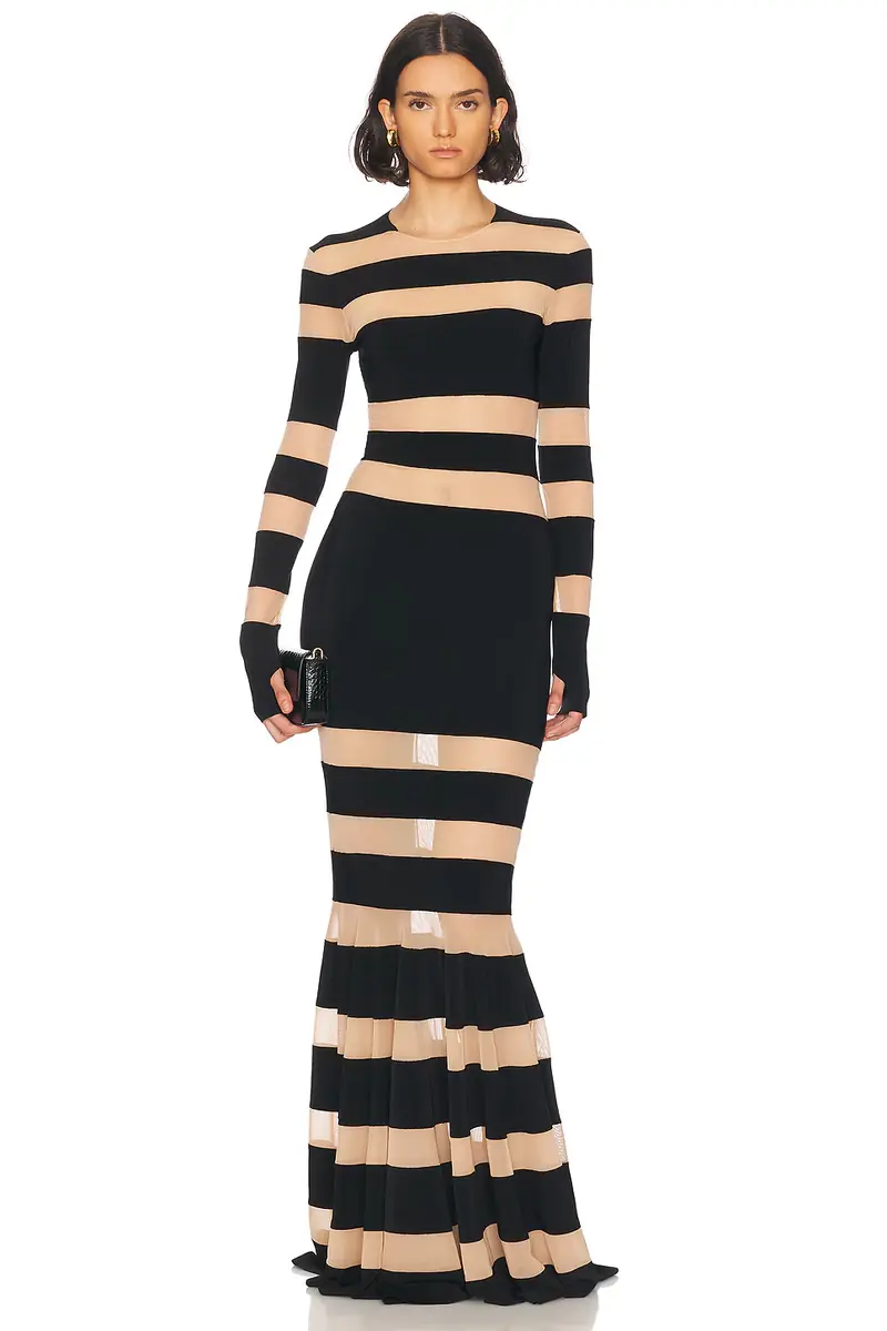 Norma Kamali Spliced Dress Fishtail Gown