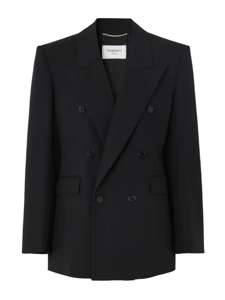 Saint Laurent Double-breasted Grain De Poudre Wool Blazer