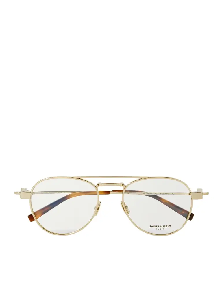 Saint Laurent Eyewear Aviator-style Gold-tone Optical Glasses