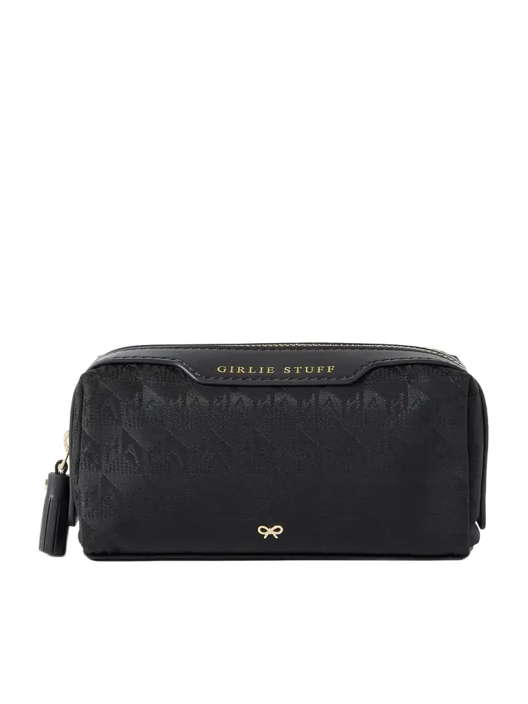 Anya Hindmarch Girlie Stuff Leather-trimmed Jacquard Cosmetics Case