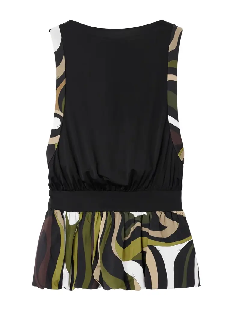 PUCCI Open-back Gathered Printed Stretch-satin Jersey Mini Dress