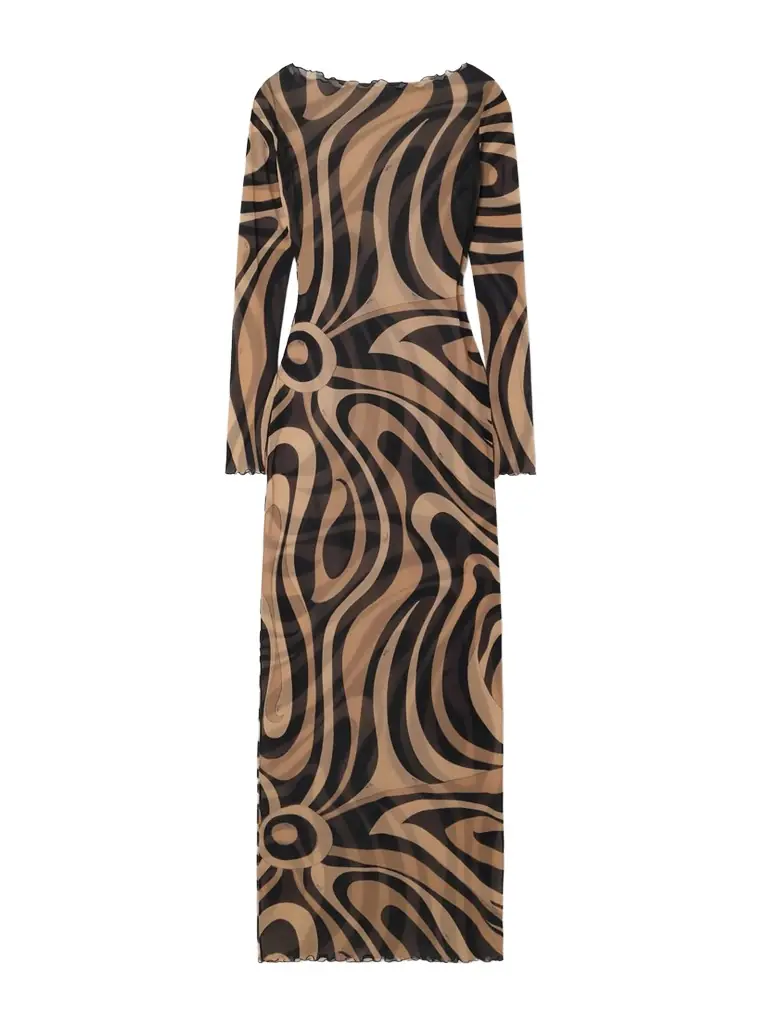 PUCCI Marmo Printed Mesh Maxi Dress