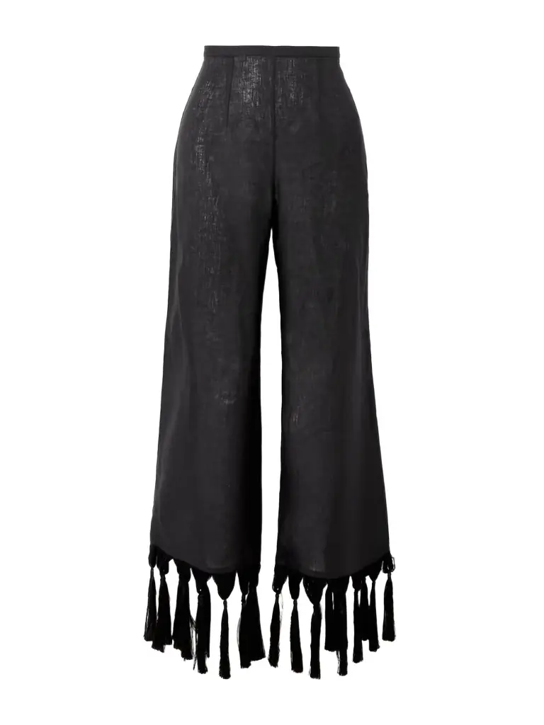 Taller Marmo Marlino Tasseled Linen Wide-leg Pants - Women's Clothing