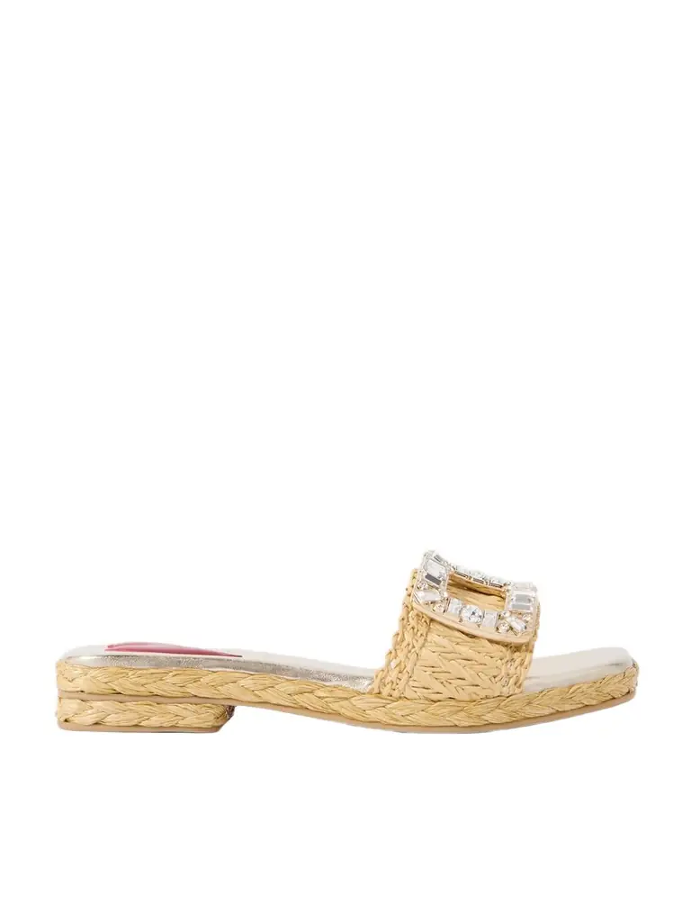 Roger Vivier 25 Crystal-embellished Raffia Sandals