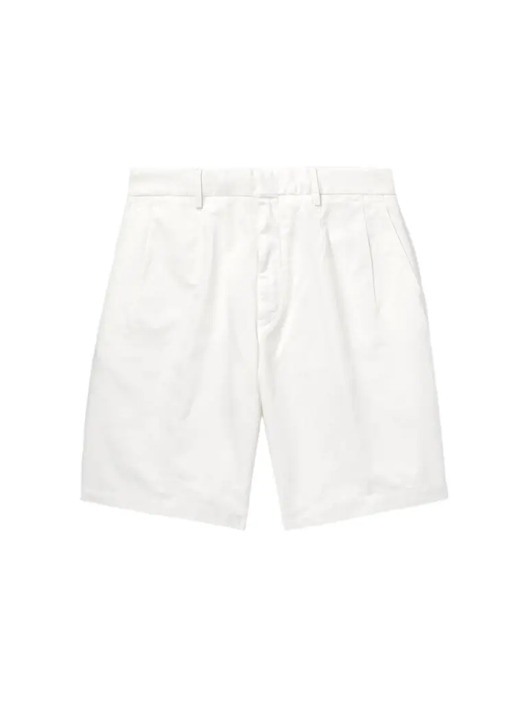 Zegna Straight-Leg Pleated Cotton and Linen-Blend Twill Shorts - Men