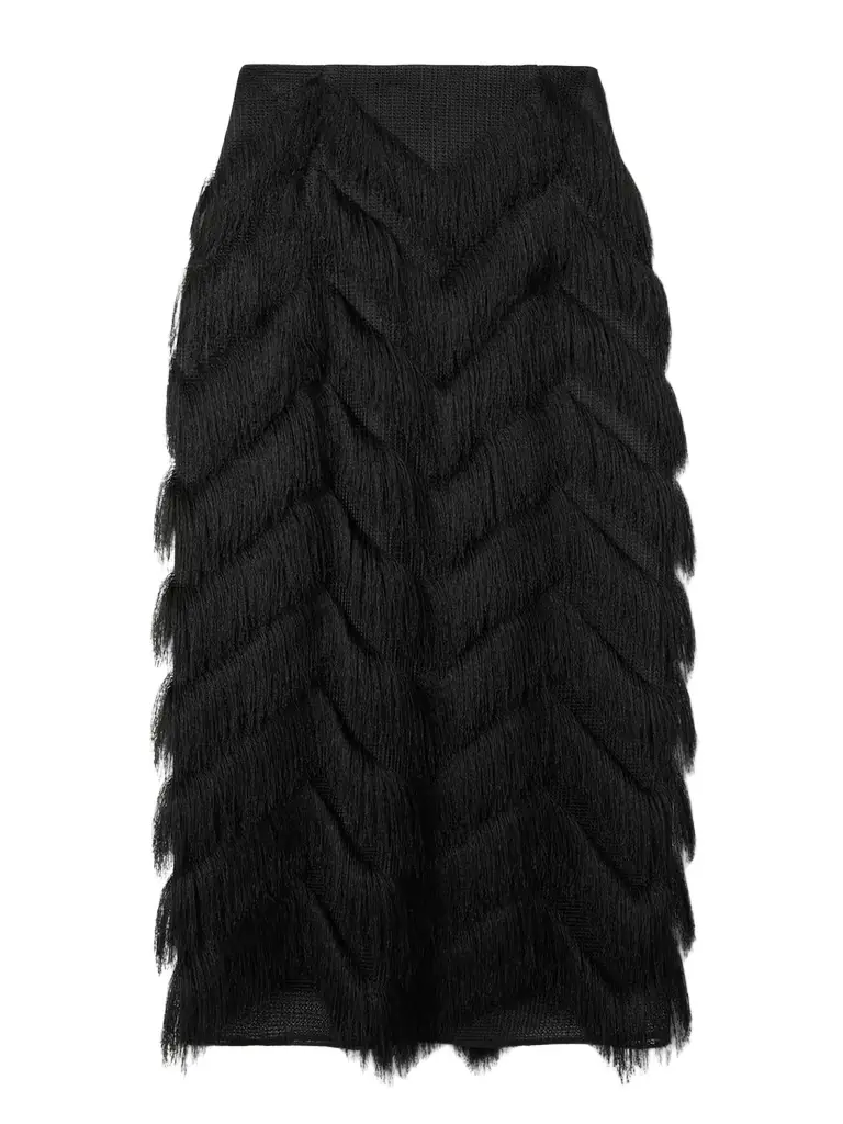 Emilia Wickstead Lorelei Fringed Mesh Midi Skirt - Women's Clothing