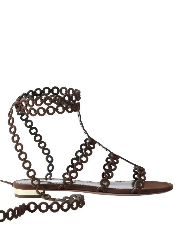 Aquazzura Infinity Chain Cutout Suede Sandals - Women's Shoes