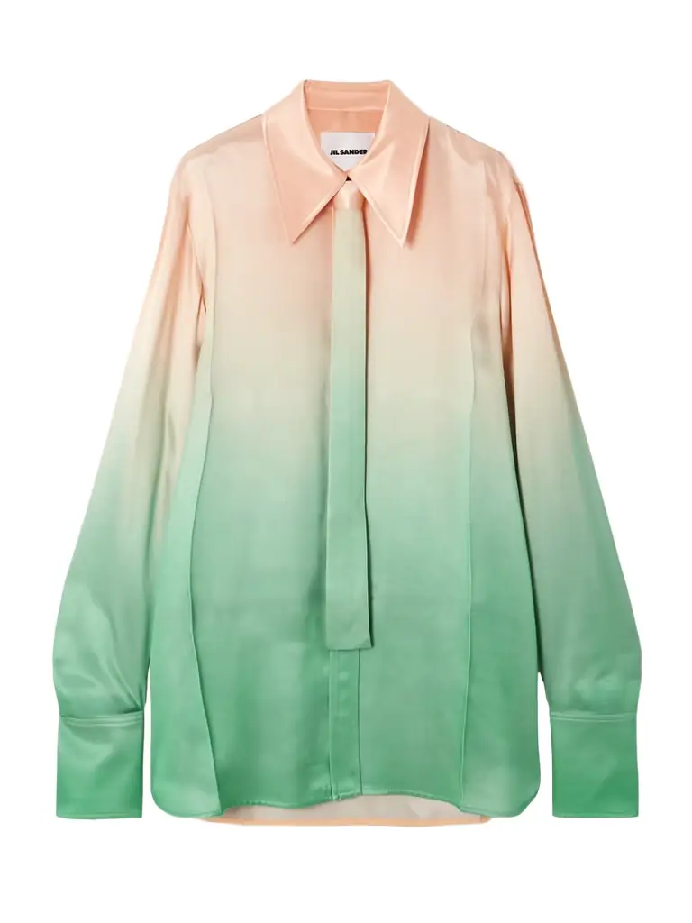 Jil Sander Oversized Tie-detailed Dégradé Satin Shirt - Women's Clothing