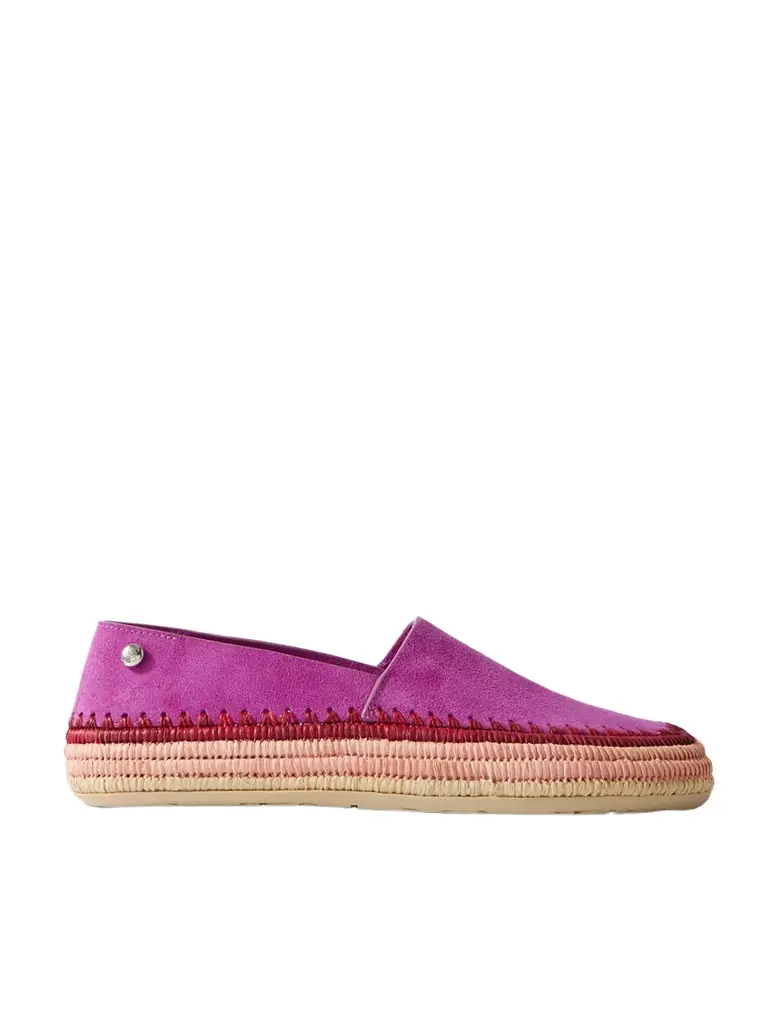 Loewe + Paula's Ibiza Rio Raffia-trimmed Suede Espadrilles