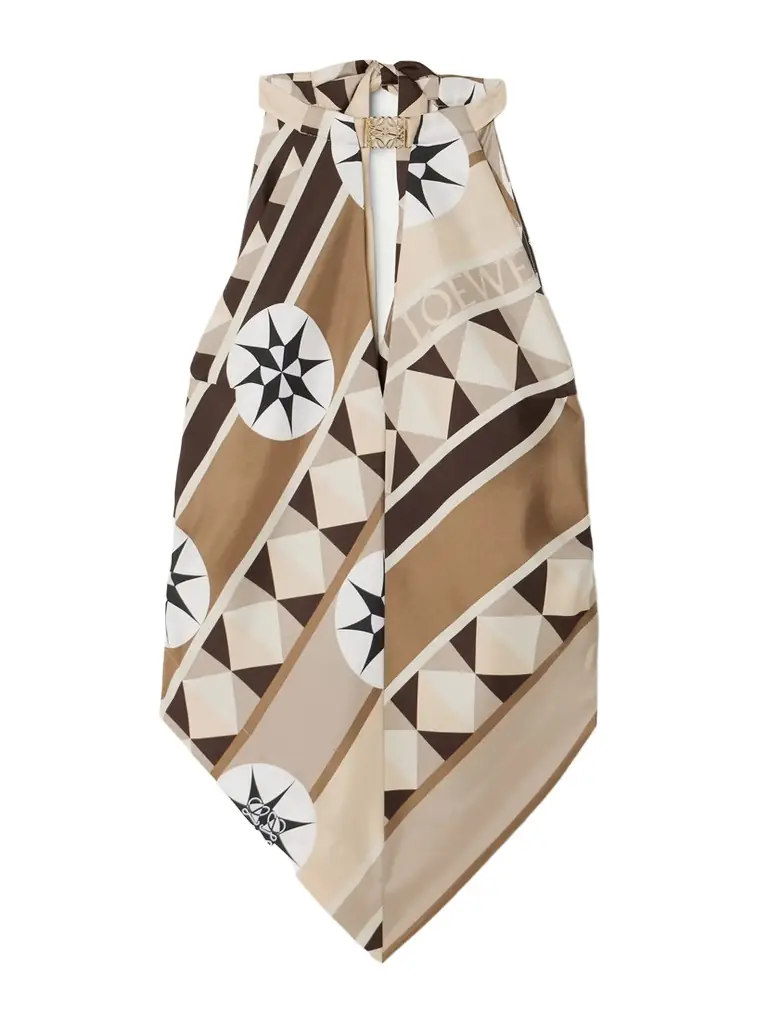 Loewe + Paula's Ibiza Embellished Cutout Printed Silk-twill Halterneck Top - Women's Accessories