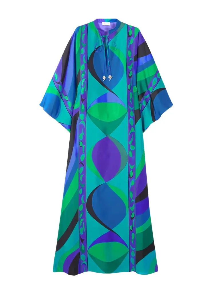 PUCCI Embellished Printed Silk-twill Kaftan