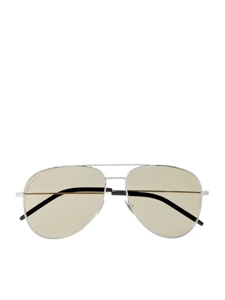 Saint Laurent Eyewear Classic 11 Aviator-style Silver-tone Sunglasses