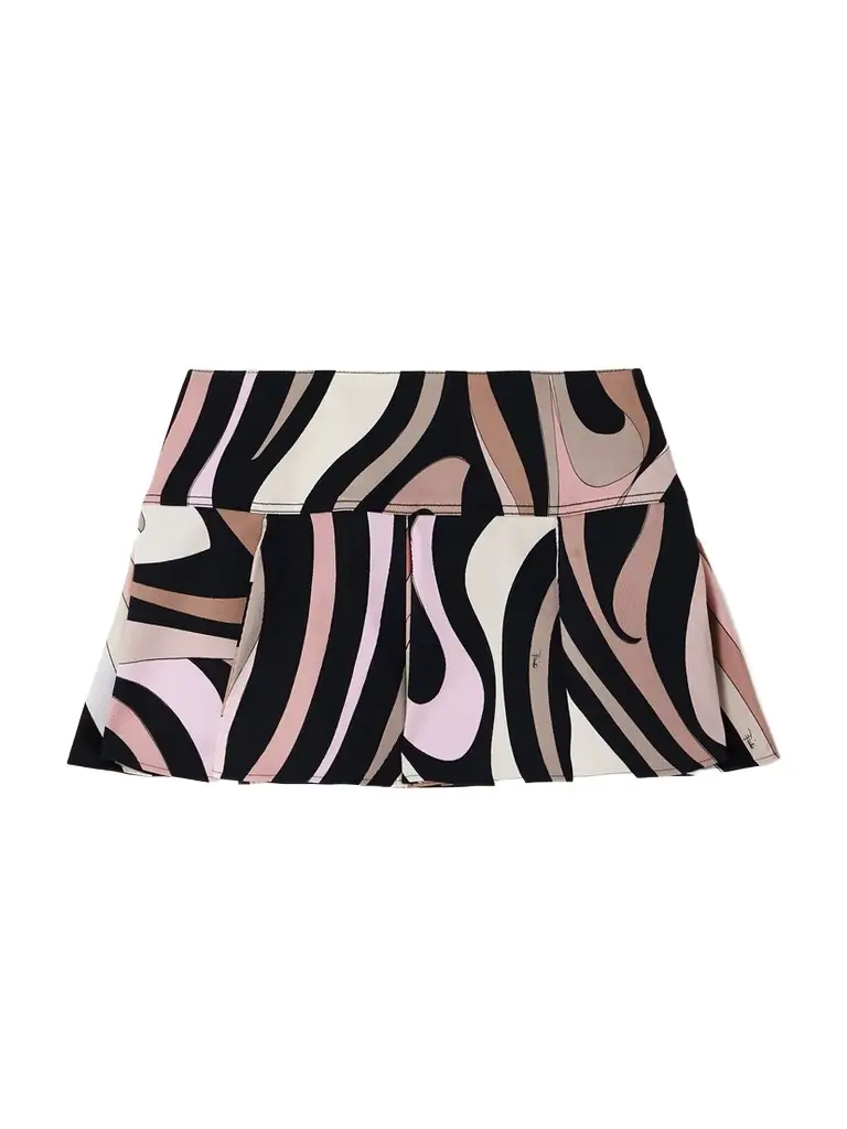 PUCCI Marmo Silk-trimmed Pleated Printed Cotton-blend Gabardine Mini Skirt