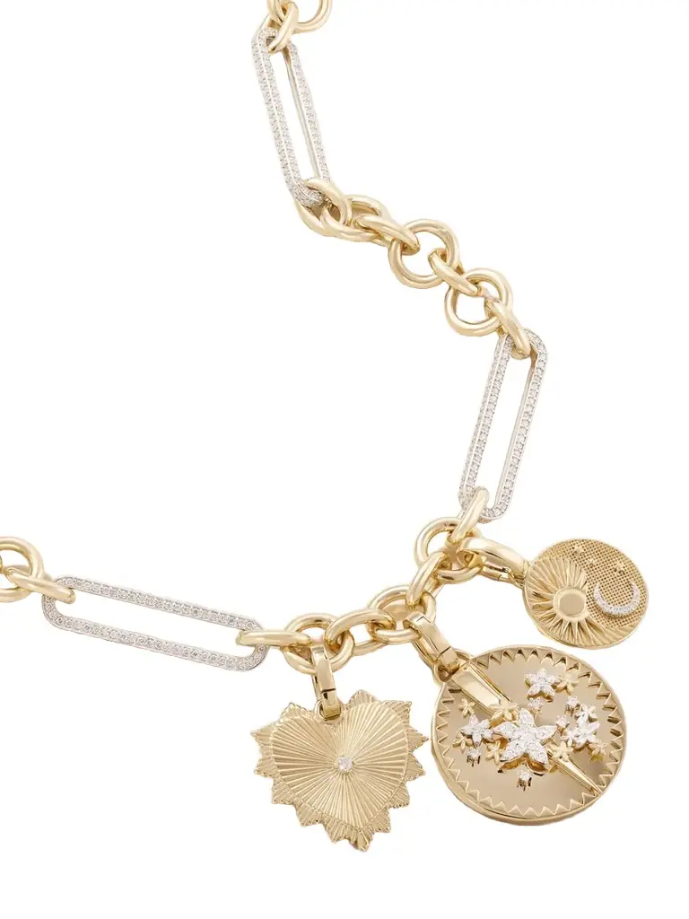 Foundrae Resilience, Balance And Radiating Heart 18-karat Yellow And White Gold Diamond Necklace