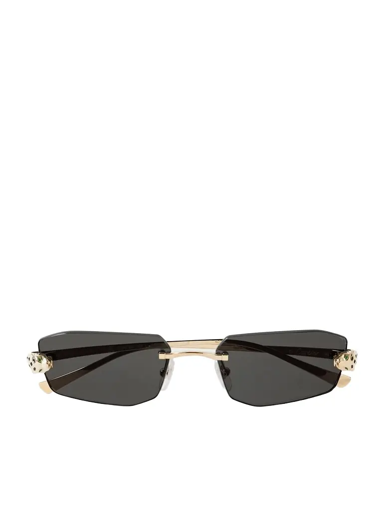 Cartier Eyewear Panthère de Cartier Rimless Rectangle-Frame Gold-Tone Sunglasses - Men