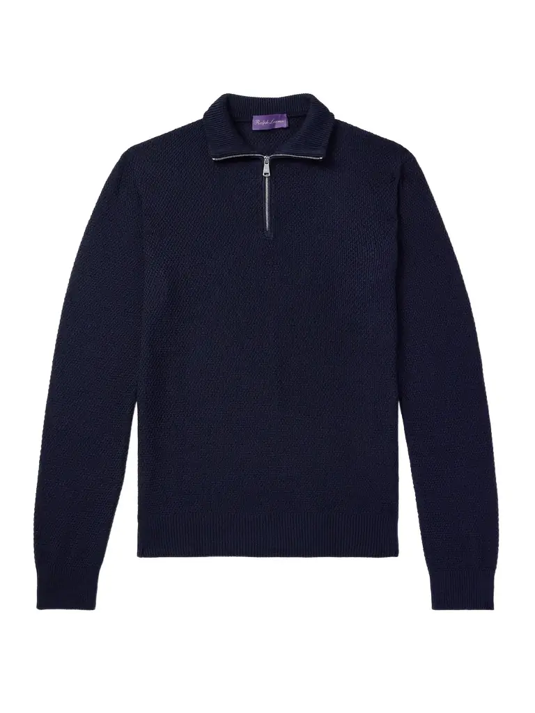 Ralph Lauren Purple Label Silk and Cotton-Blend Half-Zip Sweater - Men