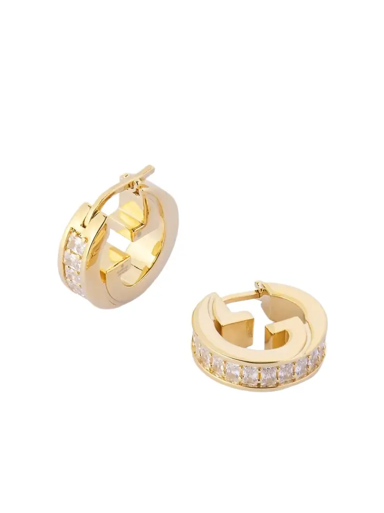 Gucci Blondie Gold-tone Crystal Hoop Earrings