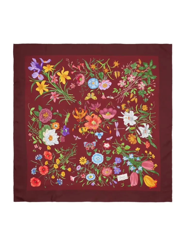 Gucci Flora Floral-print Silk-twill Scarf