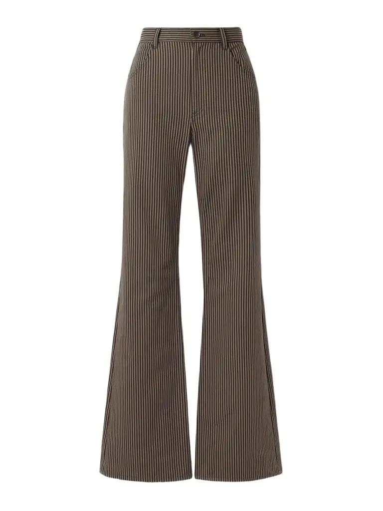 Nili Lotan Roe Striped Cotton-twill Flared Pants