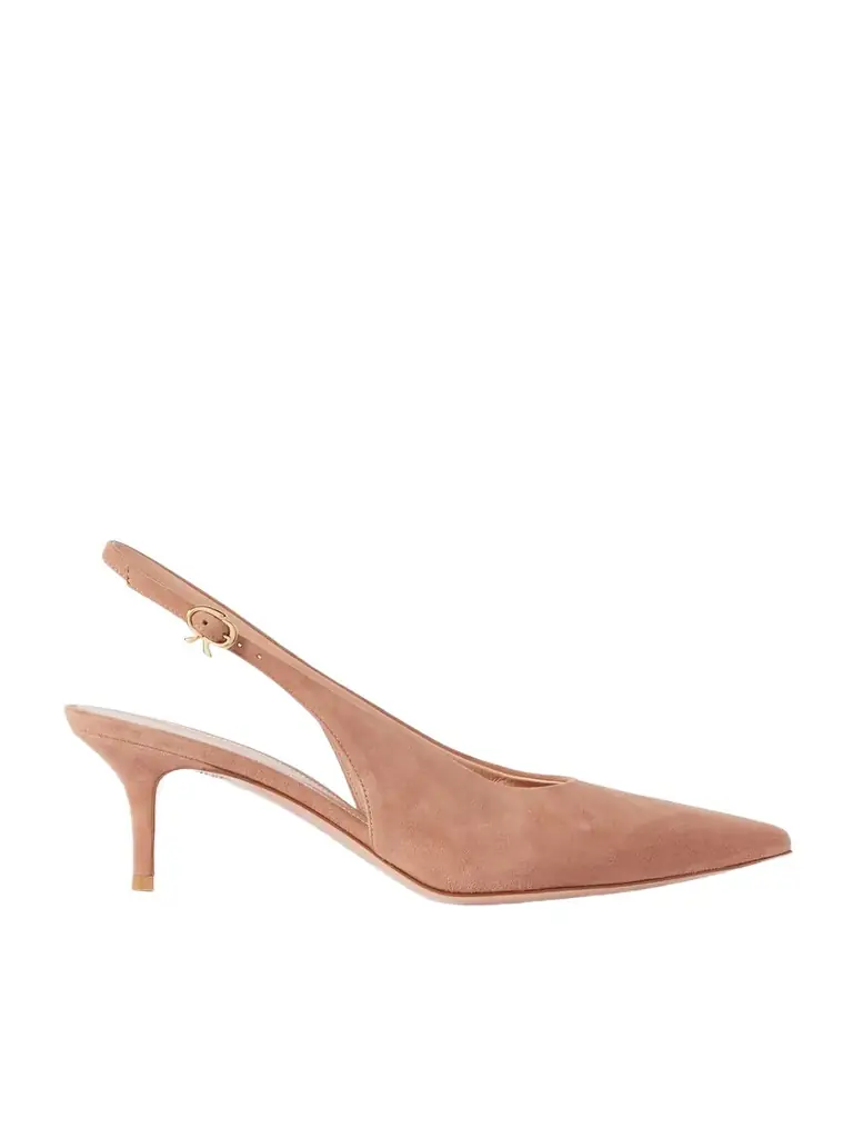 Gianvito Rossi Robbie 45 Suede Slingback Pumps