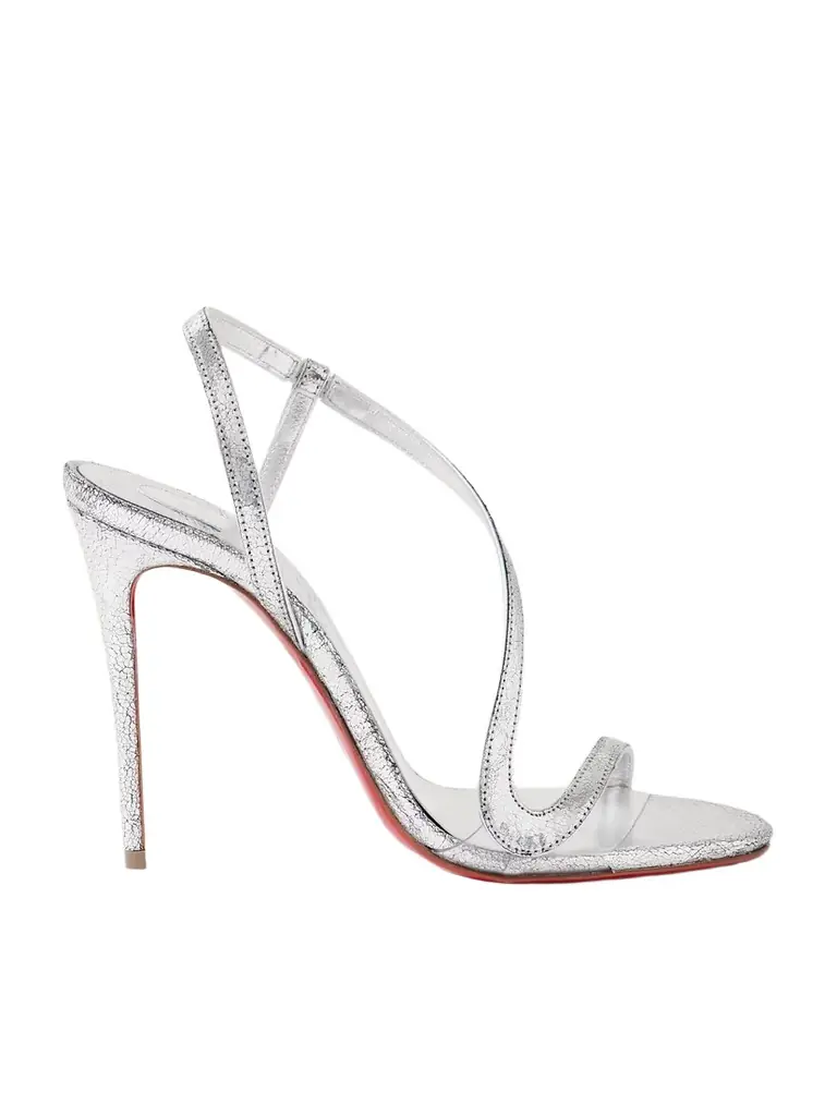 Christian Louboutin Rosalie 100 Metallic Cracked-leather Slingback Sandals