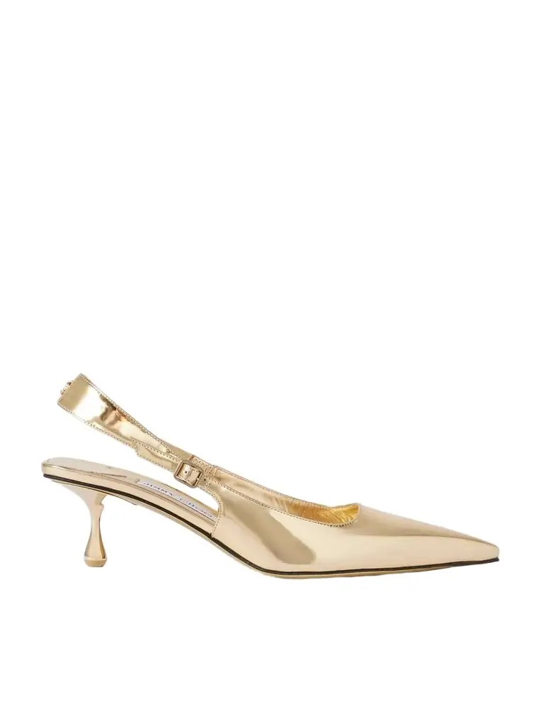 Jimmy Choo Amel 50 Logo-embellished Metallic Leather Slingback Pumps