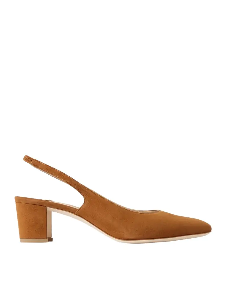 Manolo Blahnik Allurasan 50 Suede Slingback Pumps